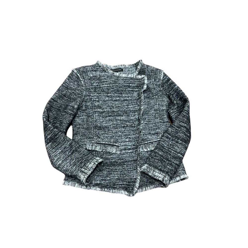 Banana Republic Gray Tweed Fringed Blazer Jacket Size XS - Picture 1 of 7